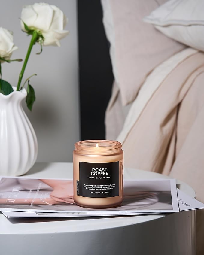 M&SENSE Coffee Candles Scented Strong, Organic Natural Soy Wax for Bedroom Kitchen Home Decor, 7.05oz 50 Hours Slow Burn Candle Highly Scented Candle Housewarming Gift for Men Women