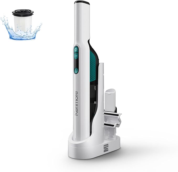 Kenmore HV3005 11.1V Cordless Handheld Vacuum Cleaner Lightweight Versatile and Portable Hand Vac Powerful Suction with 2-Speed Power Control for Pet Hair, One-Touch Empty for Car & Home