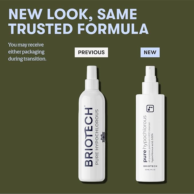 BRIOTECH Pure Hypochlorous Acid Cleanser, Original Premium HOCl Topical Solution, Multi-Purpose Cleaner, Family Approved & Pet Friendly, 32 fl oz Refill (2 Pack)