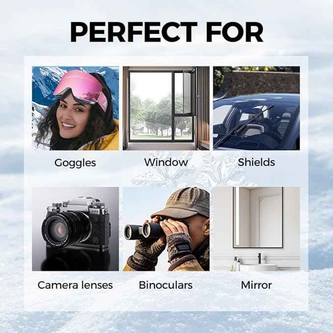 Micromolecular Anti-Fog Coating Wiper–Keeps Your Windshield Clear & Fog, Car Anti-Fog Agent with Applicator, Magic Gem Coating Glass, Anti Fog for Car Windshield,Windows,Mirrors,Glasses (2PCS)