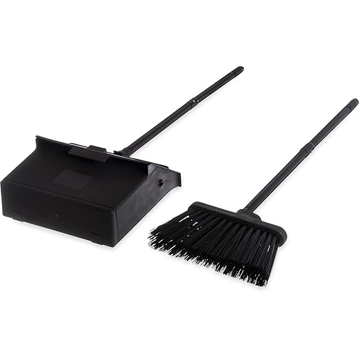 SPARTA Duo-Pan Upright Dust Pan and Broom Set, Essential Cleaning Tools for Home and Commercial Use, 36" Handle, 1 Count, Black