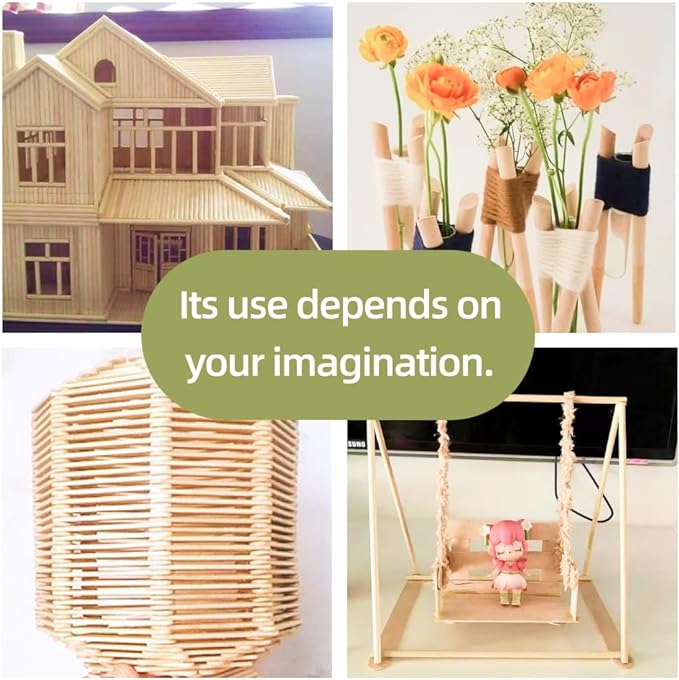 1/4 x 6 Inch 25 PCS Dowel Rods Wood Sticks Wooden Dowel Rods - Unfinished Bamboo Sticks - for Crafts and DIYers