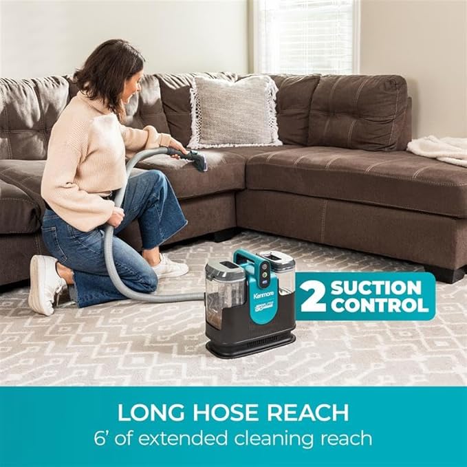 Kenmore KW1090 SpotLite Go 24V Cordless Brushless Portable Carpet Spot Cleaner, 16Kpa Power Suction, 55Mins Runtime with Hose Cleaning Tool for Pets, Area Rugs & Couches