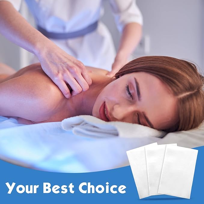 Tegeme 150 Pieces Disposable Massage Table Sheets 31" x 70" Waterproof Bed Sheets Non Woven Bed Cover for Massage Table Beauty Salons Tatto Spa Hotels(White)