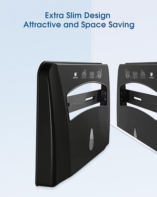 Toilet Seat Cover Dispenser (2-Pcs), Wall Mounted Compatible with Half-fold, CHUANGDIAN, Dark Grey x 2 Pcs
