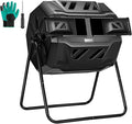VIVOSUN Outdoor Tumbling Composter Dual Rotating Batch Compost Bin, 43 Gallon Black Door