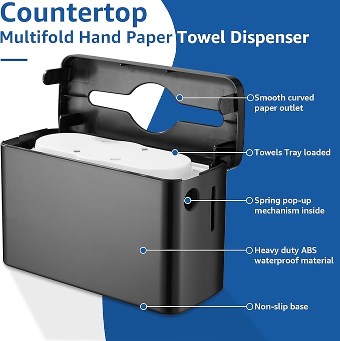Paper Towel Dispenser Countertop, Multifold Trifold Paper Towel Holder, Hand Towel Dispenser, Commercial Paper Towel Dispenser,Paper Towel Holder for Home Kitchen Restaurant