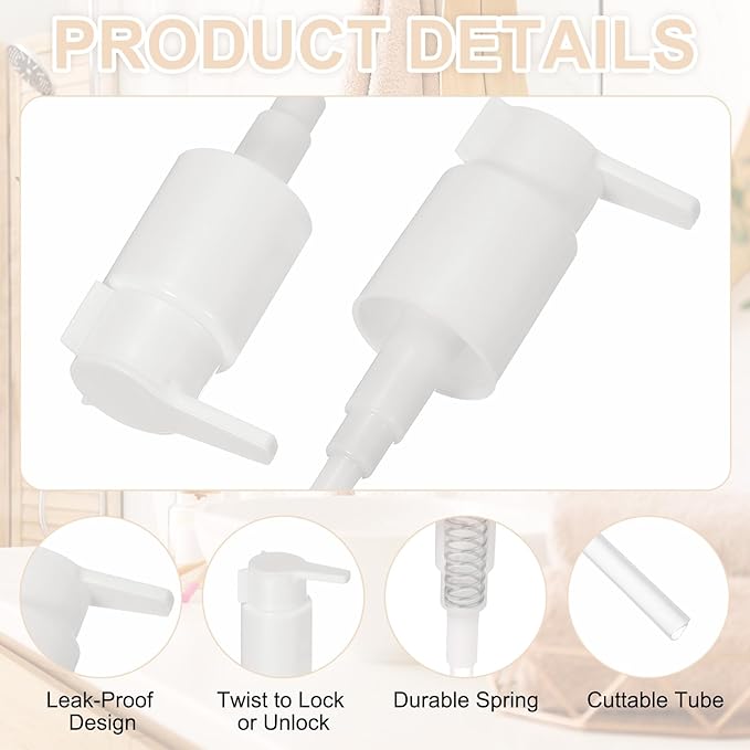 uxcell 4 Pcs Soap Dispenser Pump Heads, Hand Soap Dispensers Top Pumps Replacement Clip-on Pumphead for Standard 24/410 Neck Size Bathroom Lotion Shampoo Bottle, White