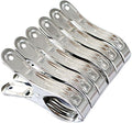 Large Heavy Duty Metal Clothespins 6 Packs Stainless Steel Clothespin,Big Beach Chair Towel Clips,Clamp for Quilt,Outdoor Light Clips