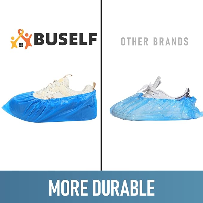Shoe Covers Disposable Non Slip for Indoors Pack of 200 (100 pairs) Recyclable Shoe Booties Waterproof Shoe & Boot Covers Durable Shoe Protectors Covers One Size Fits Most Blue