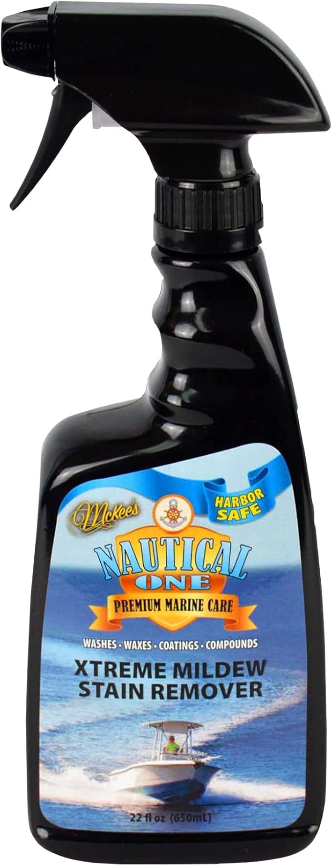 Nautical One - Xtreme Mildew Stain Remover | Powerful Marine Mold and Mildew Stain Remover, Non-Bleach Spray for Boat Interior & Exterior (22 oz)