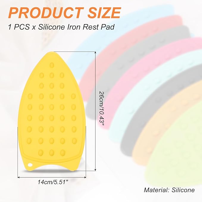 PATIKIL Silicone Iron Rest Pad, Multipurpose Hot Heat Resistant Iron Rest Plate Protective Pad for Ironing Board Hot Resistant Steamer Steam Compact Mat, Yellow