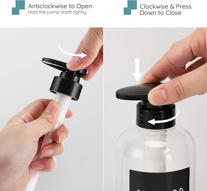 Segbeauty 3pcs Refillable Shower Bottles, 500ml Each - Large Plastic Dispensers with Pump for Shampoo, Conditioner, Soap or Lotion