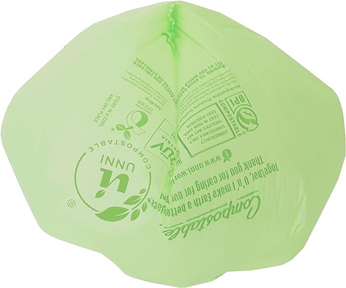 UNNI Compostable Trash Bags, 4 Gallon / 15 Liter, 100 Count, Extra Thick 0.75 mil Small Kitchen Food Scrap Bin Liners, Certified by BPI, CMA & OK compost HOME, Meets the ASTM D6400 Standard