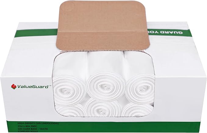 Trash Can Liner - Wholesale 500 Count Garbage Bags on Perforated Roll 33 Gallon Multipurpose for Office Bathrooms Business Home Commercial and Industrial Needs