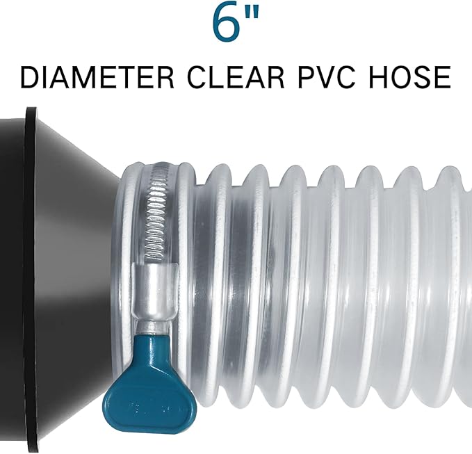Heavy PVC Dust Collection Hose 6" x 10', Puncture Resistant PVC Dust Collection Hose with Carbon Steel Wire Coil for Woodworking, Workshops, Dust Collectors