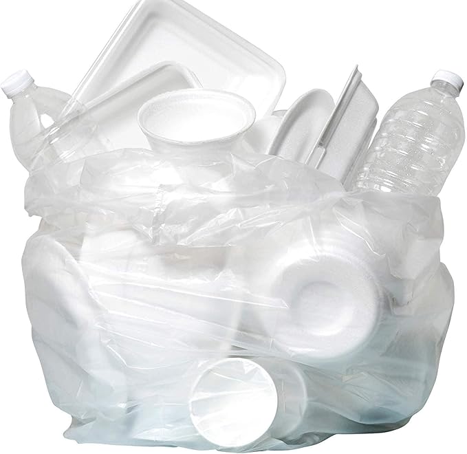 Aluf Plastics High Density Trash Bags, 45 Gallon, 1000 Count, 16 Micron (eq), 40" x 48", Clear, for Bathroom, Office, Industrial, Commercial, Janitorial, Municipal, Recycling