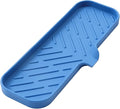 Silicone Bathroom Soap Dishes with Drain Spout-Bathroom and Kitchen Sink Organizer,Sponge Holder,Dish Soap Tray,Perfect for Dispenser,Scrubber,Bottle,Cup on Sink or Counter-Lichen Blue 12"×4"