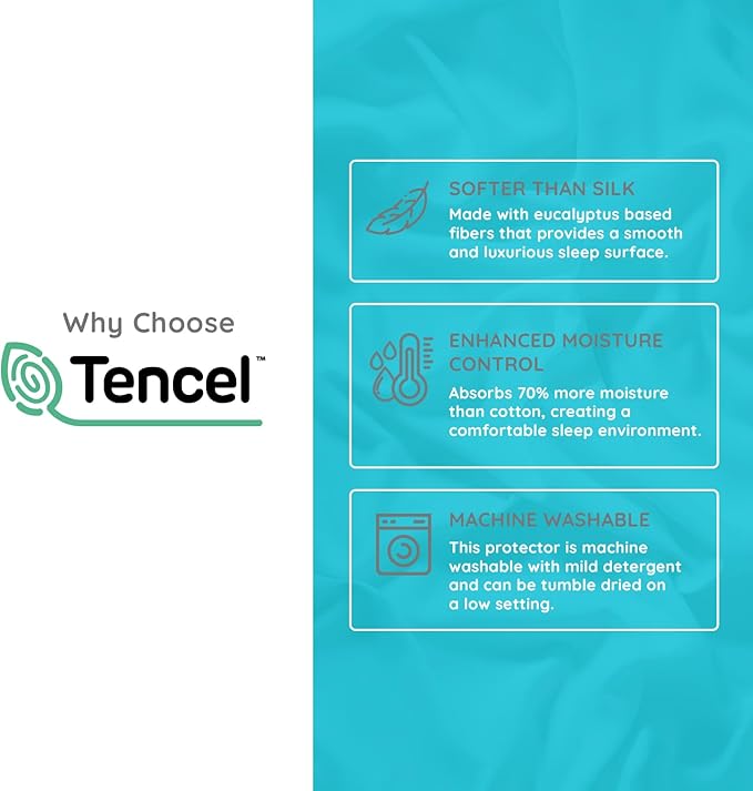 PUREgrace Tencel Mattress Protector (King) – Waterproof, Noiseless Cover, Soft and Breathable with Deep-Pocketed Corners for Secure Fit