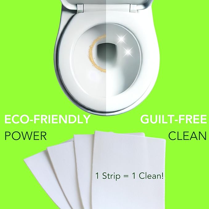 Natural Toilet Bowl Cleaner Strips, Unscented, Eco-friendly, Non-toxic, Septic Safe, Removes Odors & Stains, Plastic-free, Toilet Bowl Cleaner for Quick and Easy Cleaning (180 count)