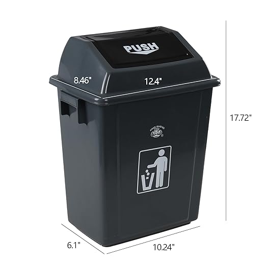 Morcte 6 Gallon Small Kitchen Trash Can with Swing Top, 4 Pack Plastic Waste Basket with Swing Lid, Gray