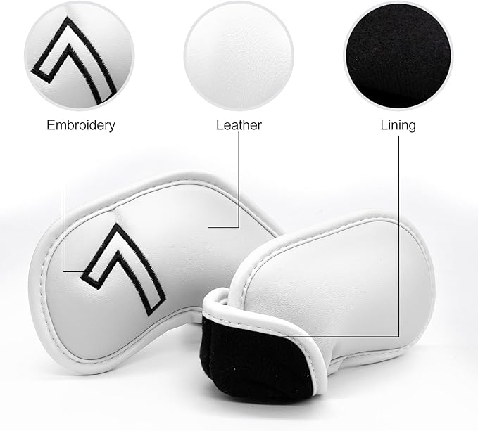 Montela Golf Iron Covers,Golf Iron Head Covers Leather Golf Iron Covers Set 9pcs Golf Iron Headcovers,Golf Club Head Covers for Iron Club Fit All Brands Titleist,Callaway,Taylormade