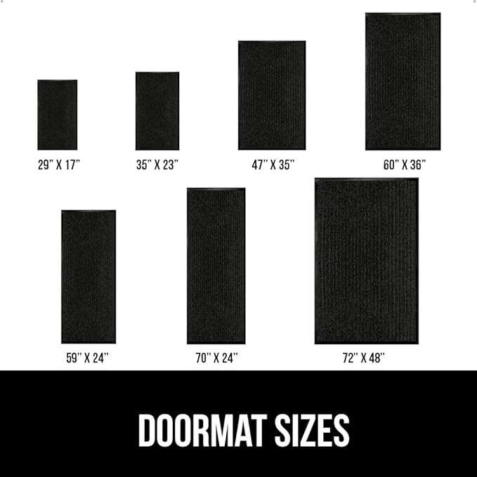 GORILLA GRIP Traffic Guard Door Mat, 72x48, Heavy Duty Welcome Mats, Commercial Office Space Doormat, Waterproof, Fade Resistant, Strong Rubber Backing, Low Profile, Shoe and Boot Scraper, Jet Black