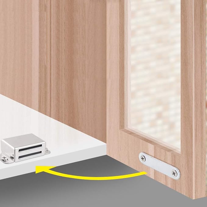 Mousike Cabinet Magnets 30lb Stainless Steel Magnetic Door Catch with Strong Magnetic for Kitchen Cupboard Wardrobe Closet Cabinet Door Drawer Latch (2.1"(Silver 12 Pack))