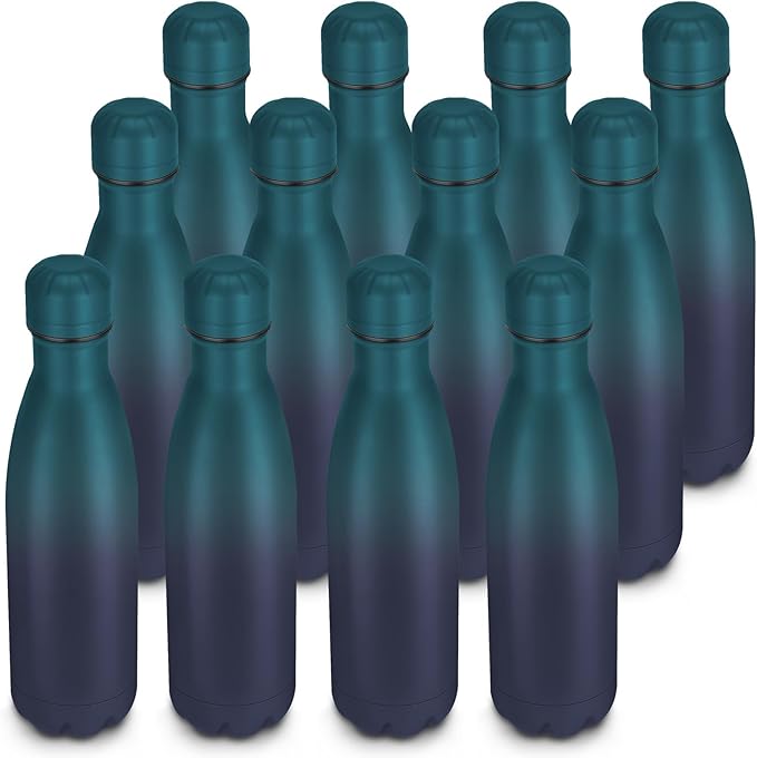 17oz Cola-Bottle Shaped Stainless Steel Leak-proof Water Bottle,Double Wall Vacuum Insulated Metal,Travel Mug For Sports Indoors & Outdoors,BPA-Free Kids Flasks,Dark Night(12 Pack)