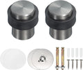 PATIKIL 2Set Round Door Stoppers, 46mm Stainless Steel Door Stop Doorstop Wedge Metal Cylinder Self Adhesive with Screw for Bottom of Door Floor Inside, Gray