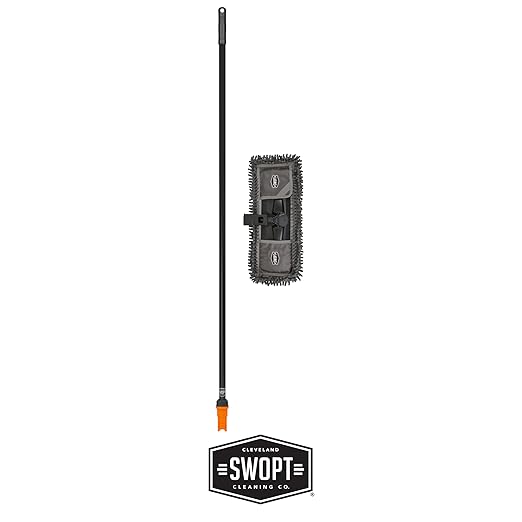 SWOPT 18” Microfiber Dust Mop + 60" Steel Handle, Combo — Dust Mop Head with Long Handle Interchangeable with All SWOPT Cleaning Products — Clean Hard-to-Reach Areas, Machine Washable