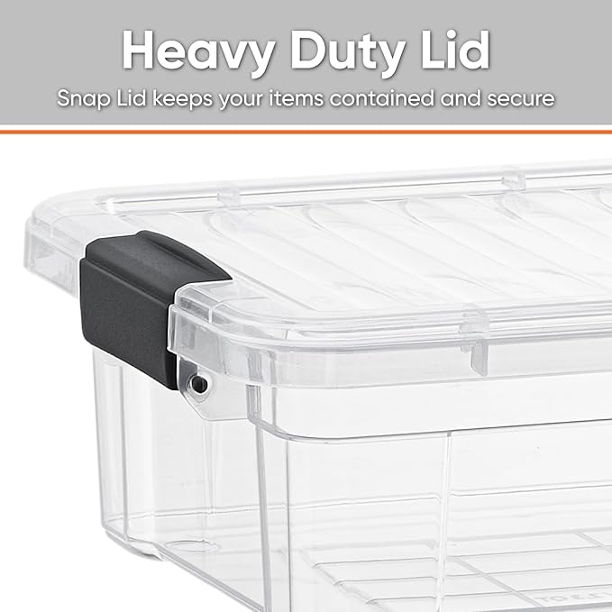 Superio Clear Storage Boxes with Lids, 1.27 Quart Plastic Container Bins for Organizing, Stackable Crates, BPA Free, Non Toxic, Odor Free, Organizers for Home, Office and Dorm, 4 Pack