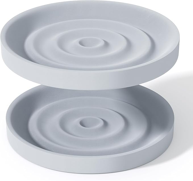 Diatomite Soap Dish, 2 Pack Water Absorbent Stone Soap Dish Holder, Quick Dry Diatomaceous Earth Bath Tray for Hand Soap, Bar Soap, Kitchen Sponge, Gray