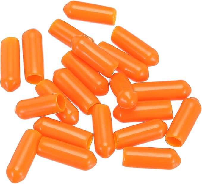 uxcell 20pcs Rubber End Caps 5mm(3/16") ID Vinyl PVC Round Tube Bolt Cap Cover Screw Thread Protectors,Orange