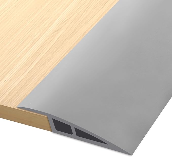 Vinyl Door Threshold Flooring Transition Strip Self Adhesive Carpet Edging Strip for Laminate Doorway Edge Threshold from 2/5" to 3/5" (Gray, 6.6 Ft)
