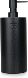 Matte Black Body Wash Dispenser Luxurious Refillable Pump Bottle with Embossed Text, Durable Construction for Bathroom and Shower
