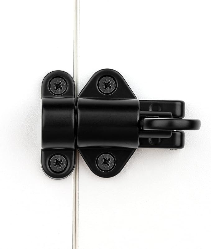7 Packs Self-Closing Latches，Black Spring Door Lock，Resilient Bolt Latch Aluminum Alloy Safety Automatic Spring Barrel Slide Door Lock with Screws,Used for Gate,Window and Cabinet etc