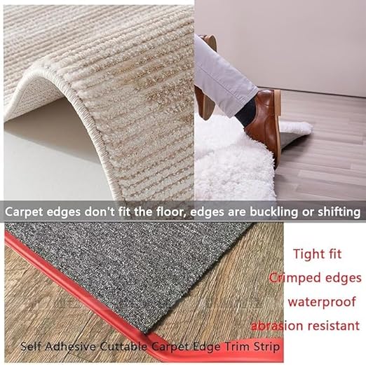 Self Adhesive Carpet Transition Strip with Edge Trim, Designed for Seamless Transitions from Carpet to Tile or Vinyl Floors, Perfect for Doorways.(Brown,15ft)