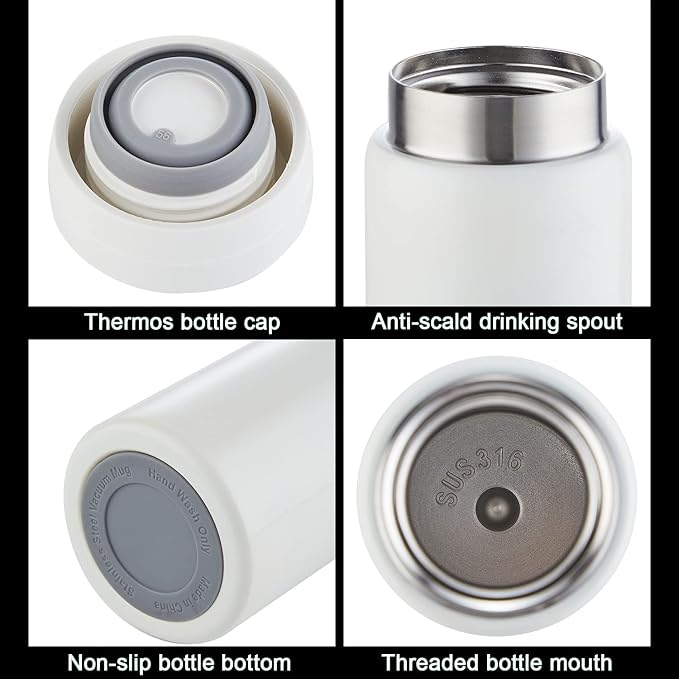 10oz Mini Water Bottle Stainless Steel Thermos Small Flask - Insulated Vacuum, Leak Proof, Keeps Drinks Hot/Cold - Ideal for Coffee, Tea, Water - Light Blue