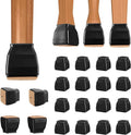 BALEINE 16 Pack Silicone Chair Leg Floor Protectors, Stool Leg Protectors Cap, Non-Slip Chair Leg Caps for Hardwood Floors (Black & Small (Square), 16 Pack)
