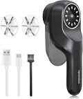 Fabric Shaver and Lint Remover with 2 Extra Blades, Led Digital Display Fabric Shaver for Furniture, 2 Speeds Powerful Ball Remover for Clothes Sweater Sofa Carpet (Black)