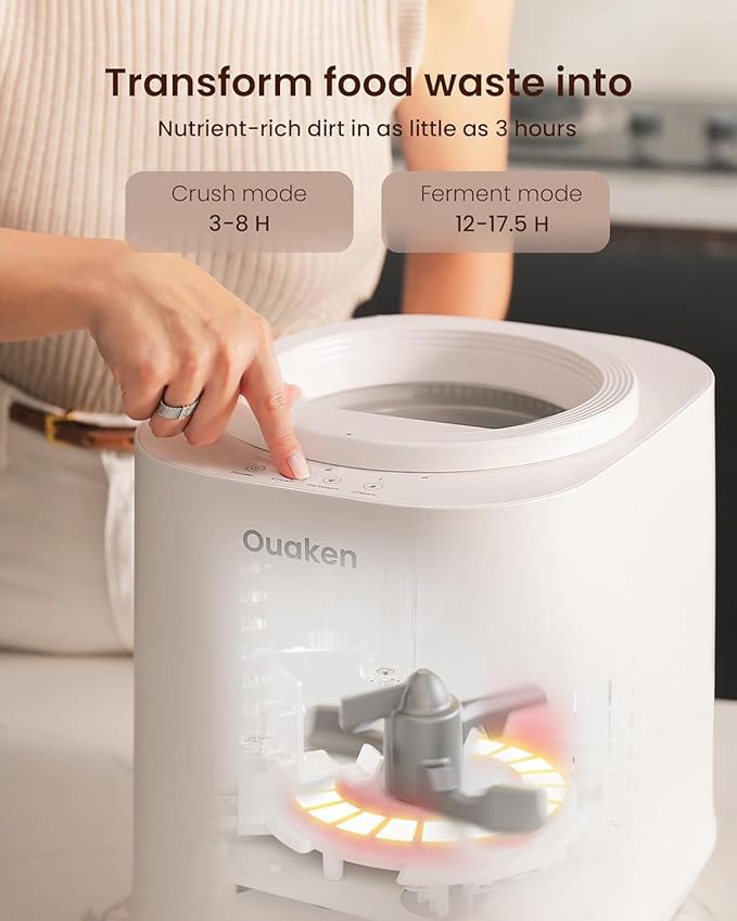 Electric Composter for Kitchen, 4L Smart Countertop Compost Bin, Odorless | Low Noise | Auto-Cleaning | Turn Food Waste into Fertilizer Within 3 Hrs