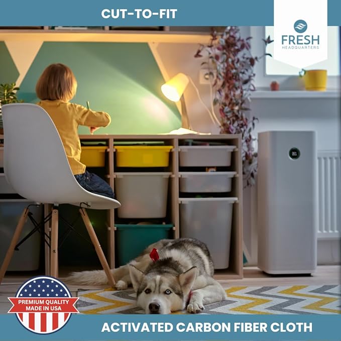 Activated Carbon Filter Pad - Cut To Fit Air Filter Roll for Improved Filtration - Universal Carbon Sheet for Air Purifier, Furnace, AC, Range Hood, 3D Printer, and Odor/VOC Control