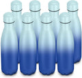 17oz Cola-Bottle Shaped Stainless Steel Leak-proof Water Bottle,Double Wall Vacuum Insulated Metal,Travel Mug For Sports Indoors & Outdoors,BPA-Free Kids Flasks,Green Blue(8 Pack)