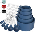 TILUCK Measuring Cups & Spoons Set, Stackable Cups and Spoons, Nesting Measure Cups with Stainless Steel Handle, Kitchen Gadgets for Cooking & Baking (Blue)