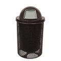 COATEDOUTDOORFURNITURE RDT-P-BRW Heavy Duty Round Trash Receptacle with Dome Top, Liner Included, 32 Gallon, Brown, Made in America