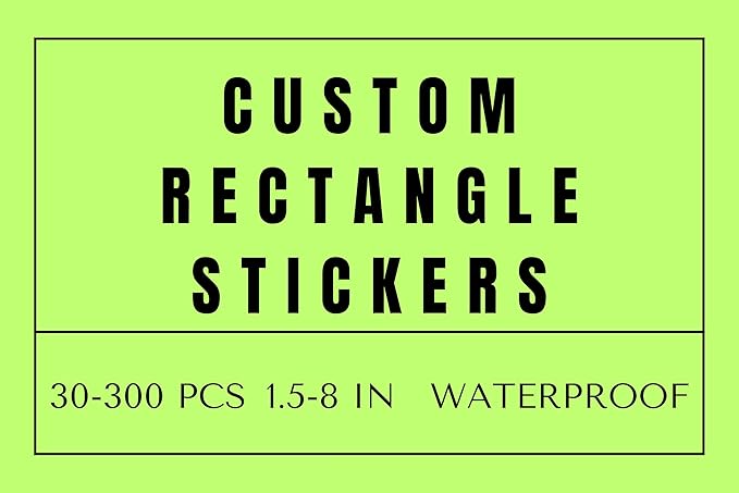Custom Rectangle Stickers for Business Logo, Custom Rectangle Labels for Candle Jar Coffee, 30-300 pcs, Waterproof Glossy Vinyl Stickers, Upload Your Design (2x1 in)