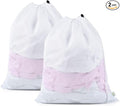 OTraki 2 Pack Mesh Laundry Bag, 20x24 Inch Heavy Duty Laundry Fine Mesh Bags Dirty Clothes Drawstring Laundry Wash Bag Delicates Net Storage Travel Bag Machine Washable for College Home Dorm White