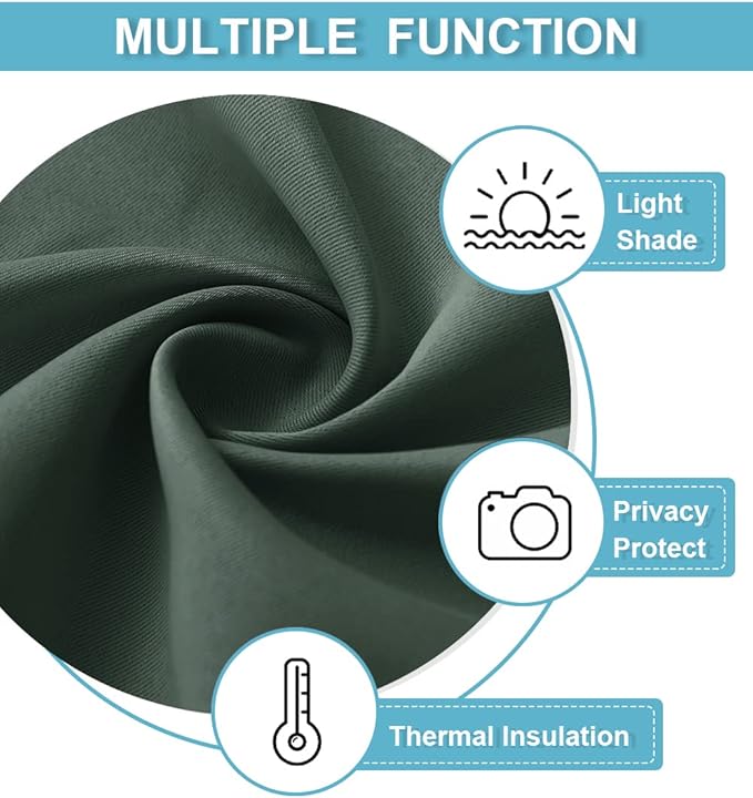 RYB HOME Living Room Curtains 63 inch Length 2 Panels Set, Thermal Insulated Privacy Window Drapes Rod Pocket Design All Lights Blocking for Bedroom Studio, W 42 x L 63 inch, Dark Green