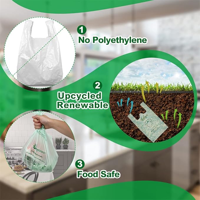 OrangeBio Certified Home Compostable Produce Bags, 1000 Count, 14 x 18 Inches, Hold Up to 14 Lbs, ASTM D6400, EN 13432, US BPI & Europe OK Compost Home Certified